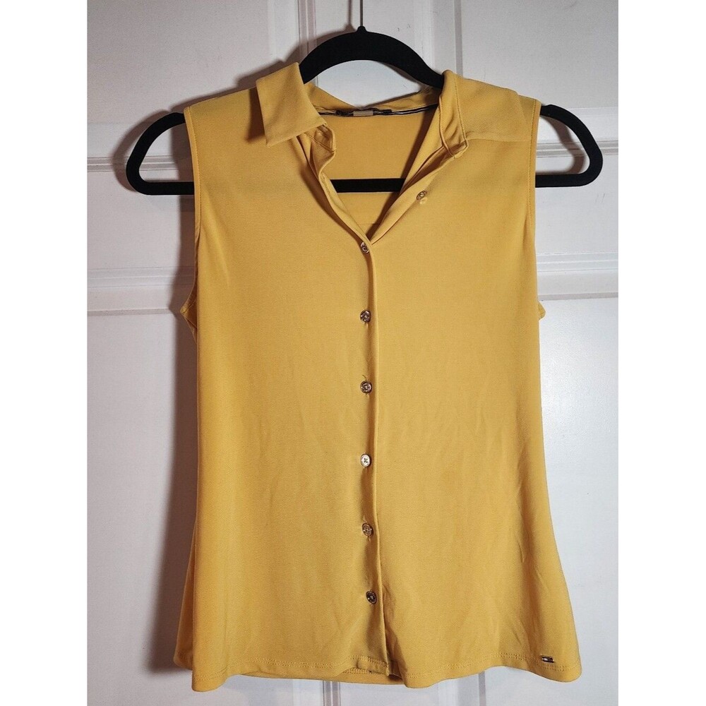 Tommy Hilfiger Sleeveless Button-Front Yellow Women's Top XS